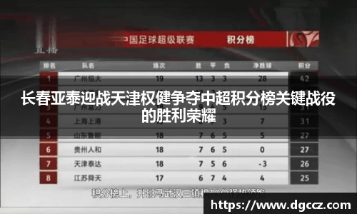 长春亚泰迎战天津权健争夺中超积分榜关键战役的胜利荣耀